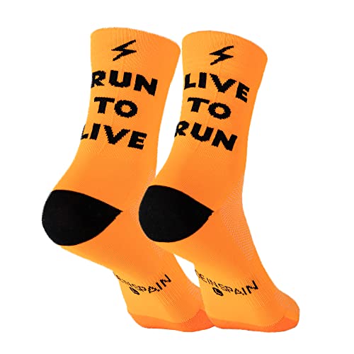 KOLYNDO Atmungsaktive und kompressive Sportsocken für Laufen, Radfahren, Fitnessstudio, funktional, Triathlon lustig, orange, 43-46 von KOLYNDO