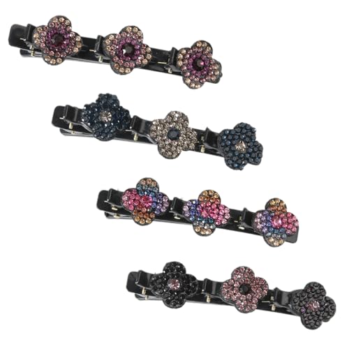 KOLZEMV 4 Stück Haarspangen mit funkelnden Kristallsteinen, geflochtene Strass-Haarspangen für Damen und Mädchen, elegante Haarstyling-Clips, glänzende Strass-Haarspange, haarspangen damen(Stil A) von KOLZEMV