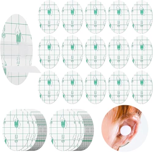 KOLZEMV 60 Pcs Wasserdichter Ohrenschutz Aufkleber, Baby wasserdichter Ohrstöpsel, Ohrenschutz Soft Einweg Atmungsaktive Ohrabdeckungen Patch für Dusche und Schwimmen schützt Innenohr,4.4x6.8cm von KOLZEMV