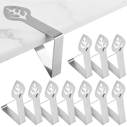 KOLZEMV Tischtuchklammern Edelstahl 10 Stück, Tischdeckenklammer Tischabdeckungsklemmen für Dicke Tische, Restaurant, Gartentisch, Familie Esstisch Draußen Tischdecke Clips Tischtuch Clips von KOLZEMV