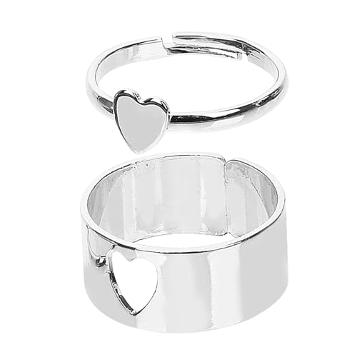 KOMBIUDA 1 Paar Herz Ringe für Verstellbarer Offener Ring mit Ansprechendem Design Eleganter Schmuck für Damen und Herren als für Valentinstag oder Besondere Anlässe Hochwertige von KOMBIUDA