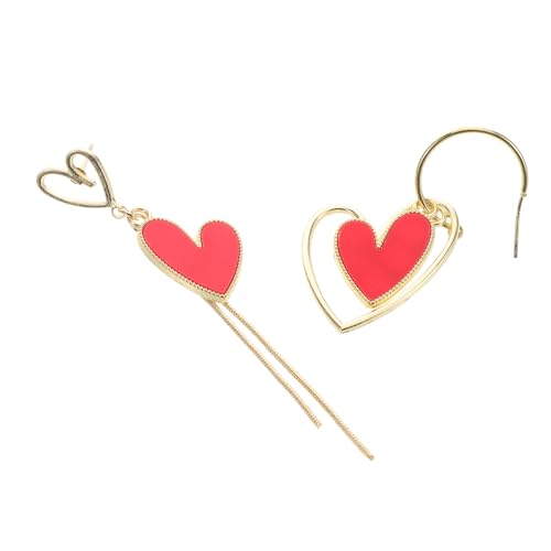 KOMBIUDA Herzohrringe Mit Quastenschmuck Asymmetrisches Design Für Damen Metallohrringe in Herzform Modischer Schmuck Für Verschiedene Anlässe von KOMBIUDA