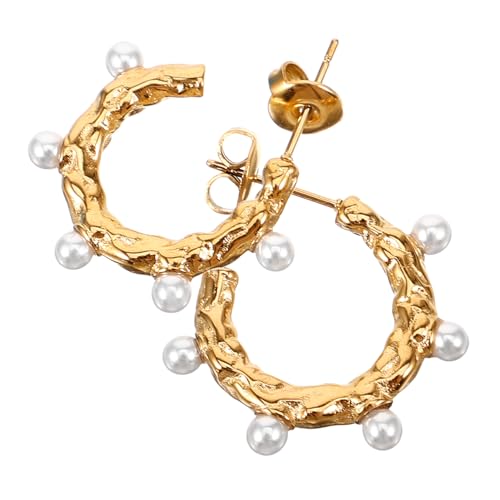 KOMBIUDA 1 Paar Vintage Ohrringe mit Vergoldetem Geometrischem Design und Kunstperlen für Partys und Besondere Anlässe Modischer Ohrschmuck für Damen von KOMBIUDA