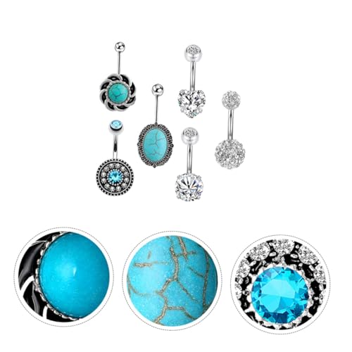 KOMBIUDA 1 Satz Bauchnabelpiercing mit und Türkis Mode Schmuck für Damen Langlebig und Allergiefrei für Strand und Partys Stilvolles Körperpiercing Zubehör von KOMBIUDA