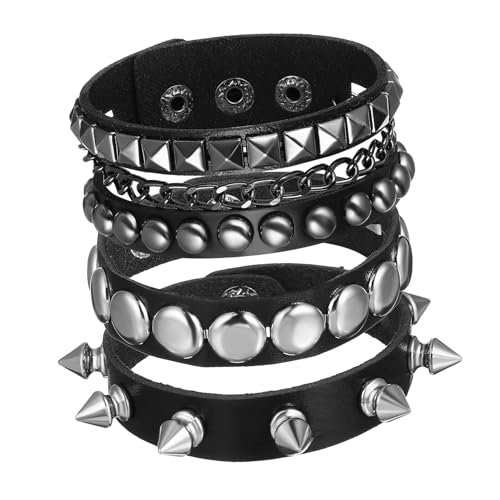 KOMBIUDA Nietenarmband Aus Kunstleder Für Männer Punk-armband Mit Nieten Armband Für Handgelenk Halloween-armband Handgelenk-dekor Für Männer Und Frauen von KOMBIUDA