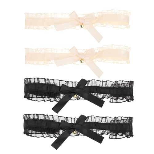 KOMBIUDA 4 Stück Spitzen Choker Für Elastisches Mit Schleife Kleidung Accessoire Für Halloween Karneval Und Cosplay in Und Beige von KOMBIUDA
