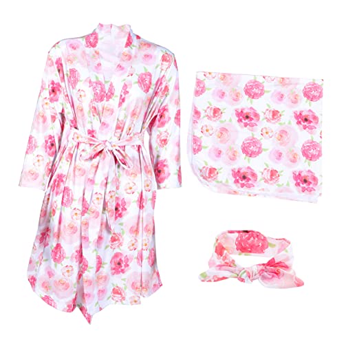 KOMBIUDA 1Satz Mommy Robe mit Baby Wickeldecke Maternity Bademantel und Passendem Haarband für Mama und Baby für Schwangerschaft Geburt Perfekt für Mädchen von KOMBIUDA