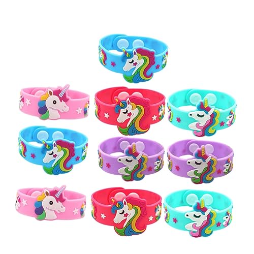 KOMBIUDA 10 Stück Einhorn Silikonarmbänder für Farbige Handgelenk Armbänder Zubehör für Geburtstagsfeiern und Themenpartys Zufällige Muster und Designs Gastgeschenke von KOMBIUDA