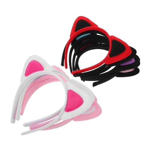 KOMBIUDA 10 Stück Fuzzy Katzenohren Haarreif Weiches Plüsch Stirnband für Damen Flauschige Tierohren Cosplay Zubehör für Karneval Kostüm und Festliche Partys von KOMBIUDA