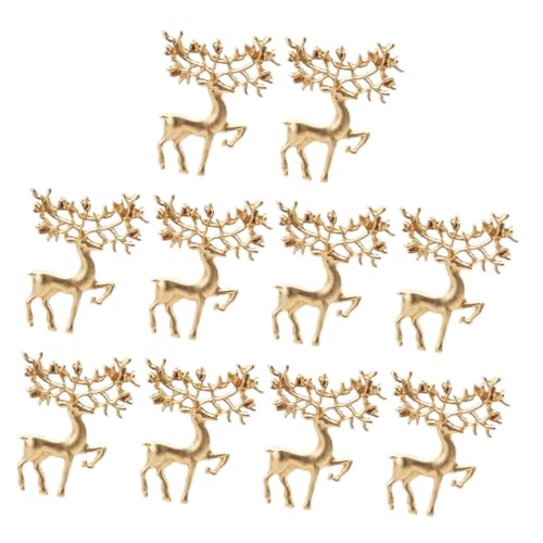 KOMBIUDA 10 Stück Retro Elch Broschen aus Legierung Matte Goldfarbene Anstecknadeln Modische Weihnachtsdeko Vielseitig für Kleidung Taschen Schals Festliche Accessoires für Damen von KOMBIUDA