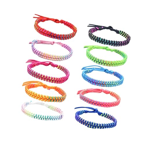 KOMBIUDA 10 Stück Teiliges Buntes Handgewebtes Armband Verstellbare Unisex Wickelarmbänder aus Farbigem Garn Stilvolle Freundschafts Wrist Chains für Damen und Herren Handgelenk Deko von KOMBIUDA