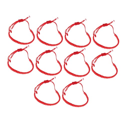 KOMBIUDA 10 Stück Teiliges Handgefertigtes Rotes Schnurarmband Verstellbare Unisex Armbänder Komfortabel Weich und Langlebig Schmuckaccessoire für Familie Freunde und Alltag von KOMBIUDA