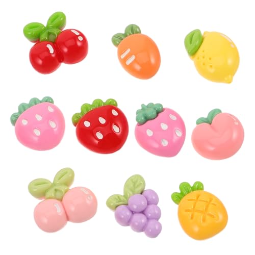 KOMBIUDA 10 Stück Teiliges Resin Früchte Charms Realistisch Gestaltete Flache Rückseite Robustes Harz für Schmuckherstellung Scrapbooking und Diy Dekoration Pfirsich Erdbeere Zitrone von KOMBIUDA