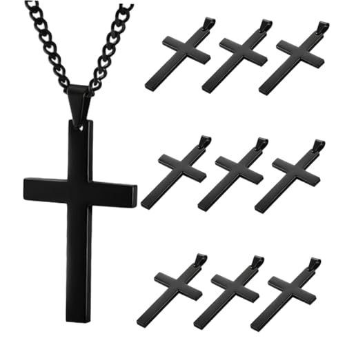 KOMBIUDA 10stücke Schwarze Kreuz-kettenhalskette Mit Kreuz-anhänger Für Herren Frauen Und Teenager Langer Kette Modernes Und Schlichtes Schmuck-design Für Alltag Und Anlässe von KOMBIUDA