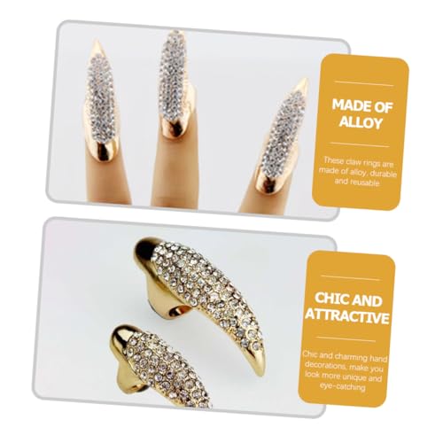 KOMBIUDA 10 Stück Teiliges Vintage Krallenring mit Funkelnden Strasssteinen Goldfarbene Punk Fingernagelringe für Männer Robustes Gothic Schmuckzubehör für Halloween Club Festival und von KOMBIUDA