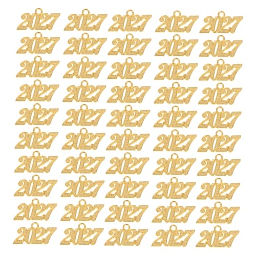 KOMBIUDA 100 Stück Abschluss Quasten Anhänger Goldfarben Langlebige Legierung Zahlen Charms für DIY Schmuckherstellung Armbänder Halsketten Schlüsselanhänger und Festliche Dekorationen von KOMBIUDA