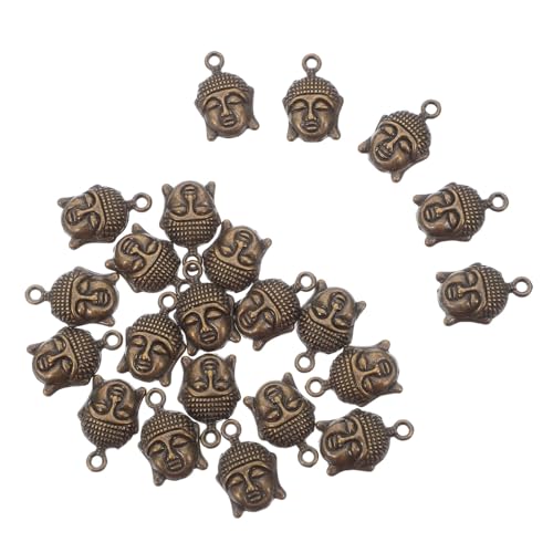 KOMBIUDA 100 Stück Vintage Buddha Kopf Charms mit Tibetanische Spacer Perlen für DIY Schmuckherstellung Armbänder Schlüsselanhänger und Bastelprojekte Retro Stil Großpackung von KOMBIUDA
