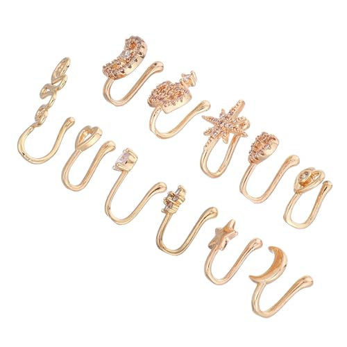 KOMBIUDA 11 Stück Teiliges Fake Nose Rings aus Robustem Kupfer mit Funkelnden -akzenten Leichter U-förmiger Clip-design für Bequemen nicht Durchstachenden Nasenschmuck für Damen und Herren KOMBIUDA 11 Stück Teiliges Fake Nose Rings aus Robustem Kupfer mit Funkelnden -akzenten Leichter U-förmiger Clip-design für Bequemen nicht Durchstachenden Nasenschmuck für Damen und Herren von KOMBIUDA