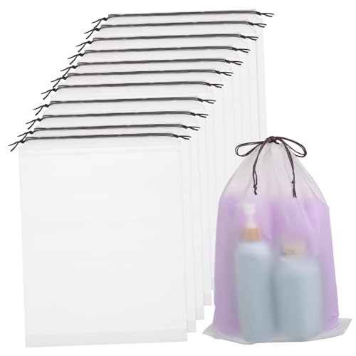 KOMBIUDA 12 Stück Reise Schuhbeutel Teilig Kordelzug Aufbewahrungstaschen Transparente Reiseorganizer für Schuhe Handtücher Kosmetik Toilettenartikel Leicht Platzsparend für Unterwegs von KOMBIUDA