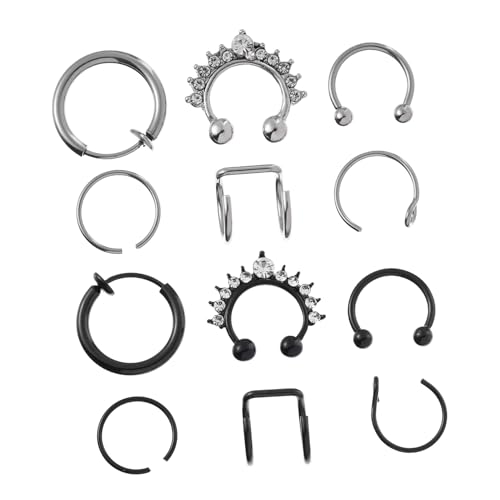 KOMBIUDA 12 Stück Teiliges C förmige Nasenringe aus Edelstahl Stilvolle Langlebige Fake Nasenpiercings für Damen und Herren Hautfreundlich Leicht zu Tragen Modischer Körperschmuck für KOMBIUDA 12 Stück Teiliges C förmige Nasenringe aus Edelstahl Stilvolle Langlebige Fake Nasenpiercings für Damen und Herren Hautfreundlich Leicht zu Tragen Modischer Körperschmuck für von KOMBIUDA