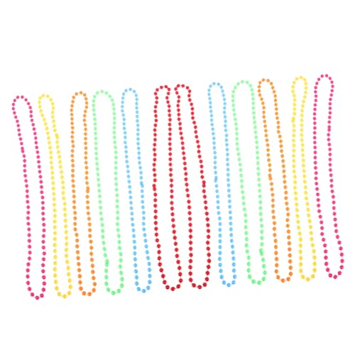 KOMBIUDA 12 Stück Teiliges Neon Kunststoff Halsketten Bunte Karnevalsperlen für Maskenball und Party Leichte Bruchfeste Accessoires in Farben für Weihnachts und Silvesterfeiern von KOMBIUDA