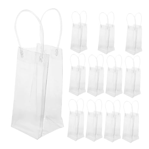 KOMBIUDA 12 Stück Transparente Weinkühltaschen Weinbeutel Transparente Partygeschenktaschen Weintaschen Mit Griffen von KOMBIUDA