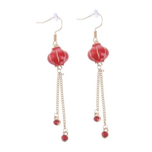 KOMBIUDA 2 Paare Chinesische Stil Festliche Ohrringe Rote Baumelnde Leichte Ohrhänger für Neujahr Party Alltag Schmuck von KOMBIUDA