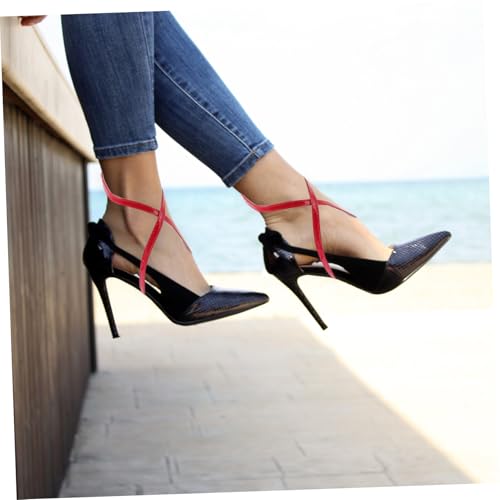 KOMBIUDA 2 Paare Damen High Heel Schnürsenkel aus Kunstmaterial Verstellbare Schuhriemen für Sicheren Halt Rutschfeste Absätze Modische Schuhe Zubehör in Rot Praktische Anti rutsch von KOMBIUDA