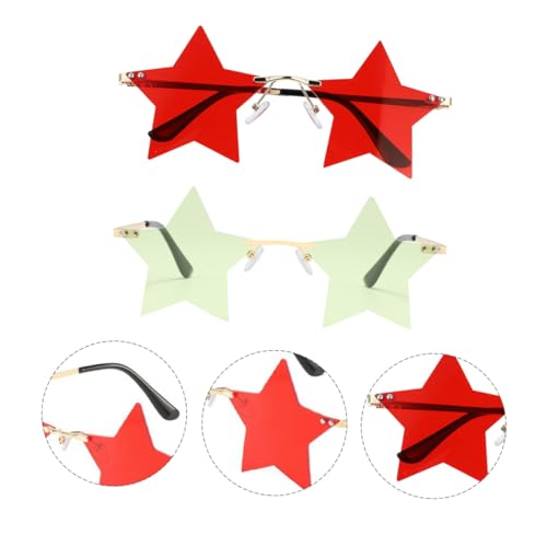 KOMBIUDA 2 Paare Fünf punkte Star Sonnenbrillen Partybrillen Karneval Fasching UV schutz Leicht und Modisch für Damen Herren Spaßbrille Dekorative Sternform Accessoire von KOMBIUDA