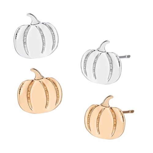KOMBIUDA 2 Paare Halloween Ohrstecker Damen Kürbis Muster Ohrschmuck Gold Silber Kreative Ohrhänger Party Alltag Karneval Zubehör von KOMBIUDA