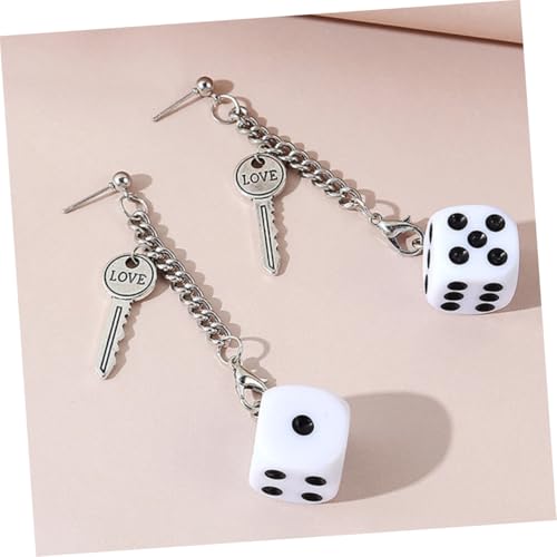 KOMBIUDA 2 Paare Lange Würfel Ohrringe Ohr Drop Ohrhänger Damen Weiß Rot Modisch Leicht Elegant Alltag Party Schmuck von KOMBIUDA