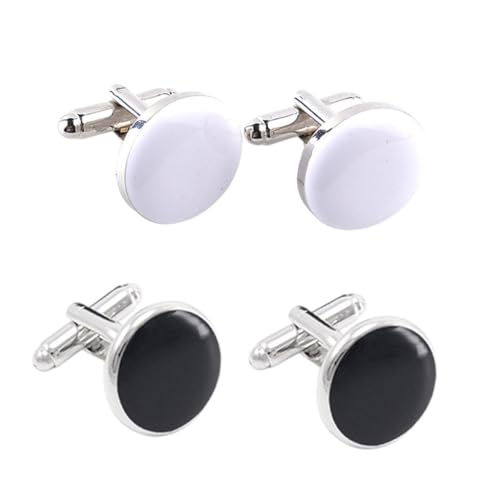 KOMBIUDA 2 Paare Modische Runde Manschettenknöpfe für Herren Hemdknöpfe aus Langlebiger Legierung Stilvolle Französische Hemdmanschetten Schmuck für Business und Festliche Anlässe von KOMBIUDA
