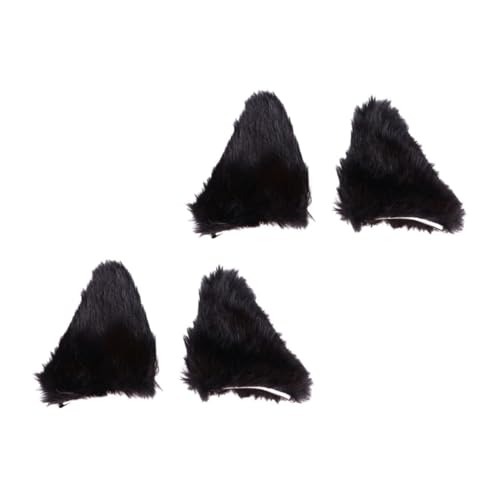 KOMBIUDA 2 Paare Plüsch Katzenohren Haarspangen Niedliche Haarclips Langlebige Haarklammern Accessoires für Halloween Geburtstag Karneval und Party Schwarz von KOMBIUDA