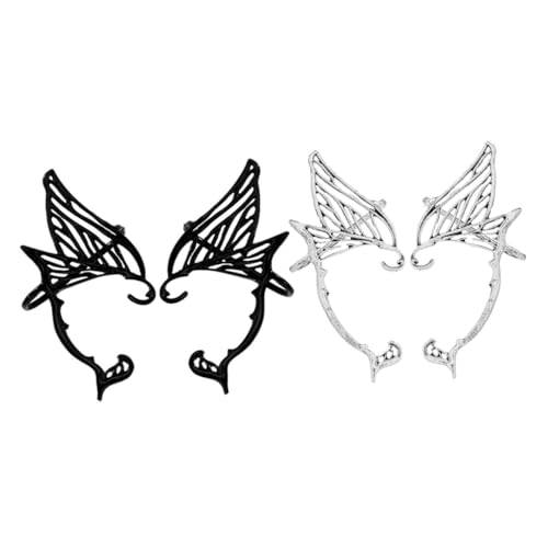 KOMBIUDA 2 Paare Schmetterling Ohrclips Manschettenohrringe Non piercing Ohr Wraps Damen Schmuck Hautfreundliches Legierung Material für Alltag Party Cosplay von KOMBIUDA