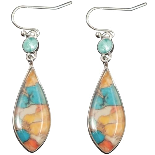 KOMBIUDA 2 Paare Vintage Ohrhänger Damen Bunte Glas ohrringe Leicht Bequem Modischer Schmuck für Alltag Party Dating und Besondere Anlässe von KOMBIUDA