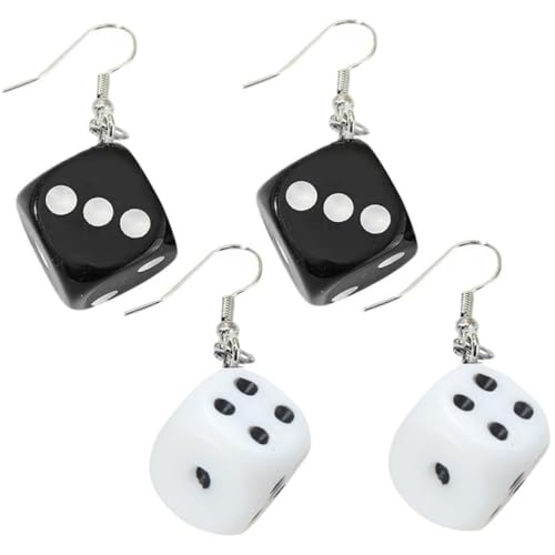 KOMBIUDA 2 Paare Würfel Ohrringe Punk Stil Resin Würfelanhänger Leicht und Bequem Damen Geometrische Dangle Ohrhänger Lustiger Schmuck für Empfindliche Haut Geschenkidee von KOMBIUDA