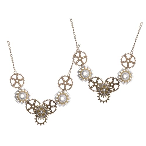 KOMBIUDA 2 STÜCK Steampunk Halskette Damen Vintage Mechanik Anhänger Kette aus Langlebiger Zinklegierung Verstellbare Modisches Schmuckaccessoire für Cosplay Halloween und Themenpartys KOMBIUDA 2 STÜCK Steampunk Halskette Damen Vintage Mechanik Anhänger Kette aus Langlebiger Zinklegierung Verstellbare Modisches Schmuckaccessoire für Cosplay Halloween und Themenpartys von KOMBIUDA