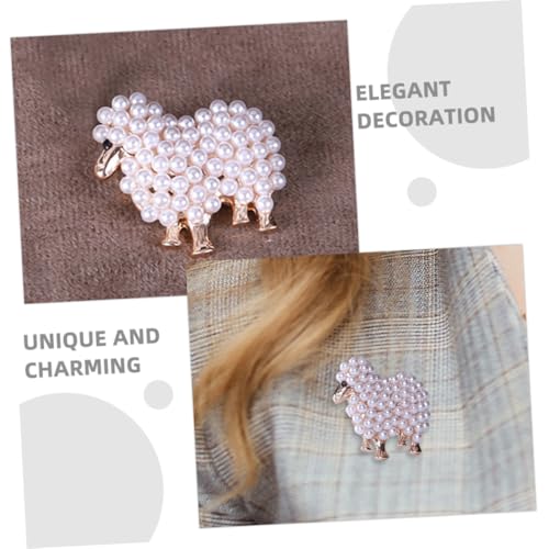 KOMBIUDA 2 STÜCK Vintage Schäfchen Broschen mit Perlen Elegante Anstecknadeln für Damenkleidung Vielseitige Schmuckpins für Jacken Rucksäcke Modische Accessoires in Goldfarben von KOMBIUDA