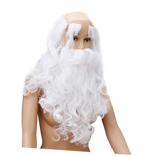 KOMBIUDA 2 Sätze Santa Claus Perücken Weiß Lang Vollbart und Augenbrauen Cosplay Kostüm Teilig Sichere Materialien Modisch und Angenehm für Weihnachtsfeier Karneval und Fasching Geeignet von KOMBIUDA