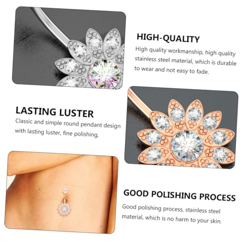 KOMBIUDA 2 Stück Bauchnabelpiercing aus Edelstahl Sonnenblumen design Hautfreundlich Langlebig Silber und Roségold für Party Festival und Alltag Eleganter Körperschmuck für Damen von KOMBIUDA