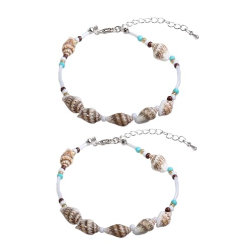 KOMBIUDA 2 Stück Boho Fußkettchen Damen Muschel Schmuck Verstellbare Fußanhänger Strand Schmuck für Frauen und Mädchen von KOMBIUDA