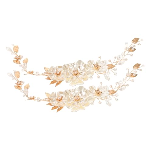 KOMBIUDA 2 Stück Braut Haarrebe Perlen Kopfschmuck Teilig Handgefertigt Eleganter Brautschmuck Haarschmuck Hochzeit Accessoires für Frauen und Mädchen Traditionell Modern von KOMBIUDA