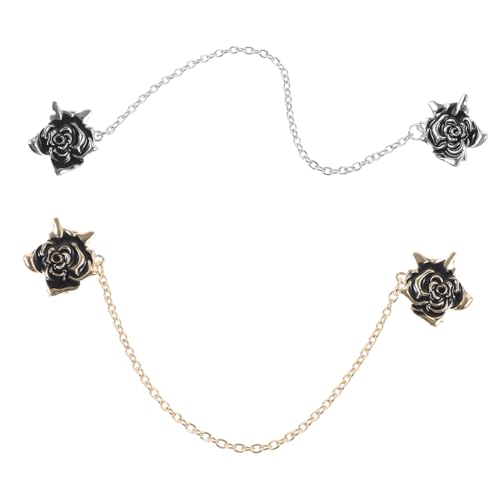 KOMBIUDA 2 Stück Broschen mit Rosenmotiv Stilvolle Strickjacken Clips in Silber und Gold Hochwertige Sweater Clips für Pullover Blusen und Anzüge Modische Cardigan Verschlüsse für Damen von KOMBIUDA