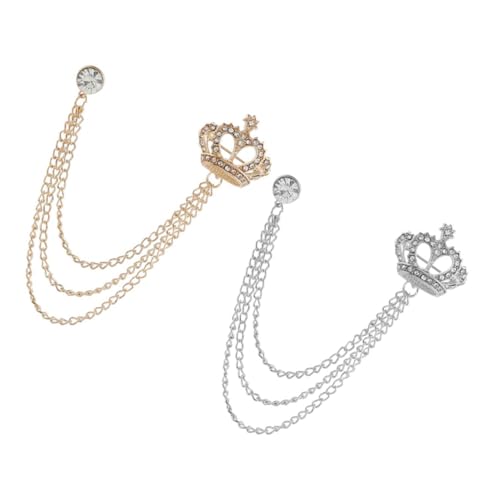 KOMBIUDA 2 Stück Broschen mit Strasssteinen Kragenclip mit Quaste Anstecknadel für Herren und Damen Eleganter Pullover und Jackenclip Vielseitiges Anzug Accessoire in Gold und Silber von KOMBIUDA