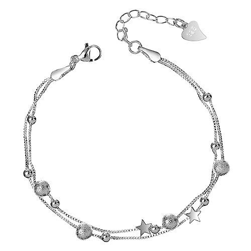 KOMBIUDA 2 Stück Damen Fußkettchen Stern Perlen Doppellagig Verstellbar Damen Armband Knöchel Schmuck Für Alltag Strand Festival von KOMBIUDA