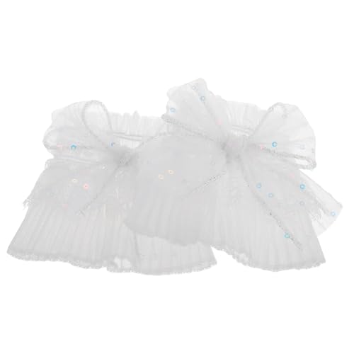KOMBIUDA 2 Stück Damen Spitzenhandschuhe mit Sequin Schleife Abnehmbare Spitzen stulpen aus Weicher Spitze Stilvolle Armstulpen für Hochzeit Party und Brautkleid Zubehör Weiß von KOMBIUDA
