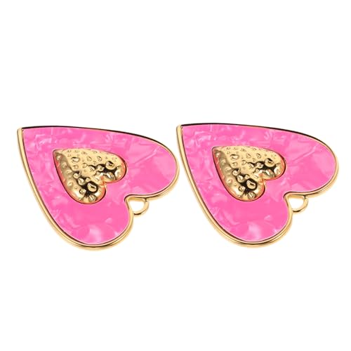 KOMBIUDA 2 Stück Edelstahl Herz Anhänger Groß in Rosa Langlebige Hautfreundliche Schmuckanhänger für DIY Halsketten Armbänder und Schlüsselanhänger Valentinstagsgeschenk von KOMBIUDA