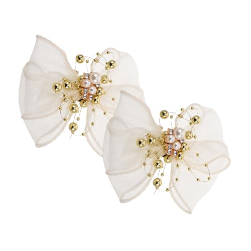 KOMBIUDA 2 Stück Elegante Schuhclips mit Perlen Schleife aus Leichtem Atmungsaktivem Mesh Abnehmbar Stilvolle Damenschuh dekoration für Hochzeit Party und Festliche Anlässe von KOMBIUDA