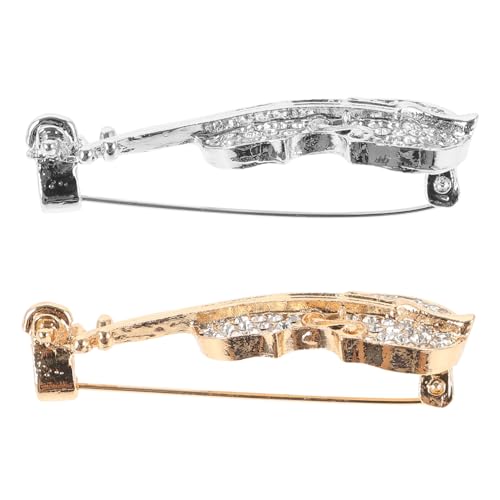 KOMBIUDA 2 Stück Elegante Violin broschen aus Legierung Detaillierte Handarbeit Damen Anstecknadeln mit Pin design Modische Instrumenten lapel pins für Kleidung Hüte Schals Langlebig und von KOMBIUDA