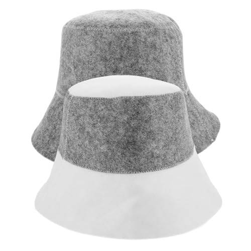 KOMBIUDA 2 Stück Filz Saunahut Hitzebeständig und Saugfähig Isolierende Saunamütze für Damen und Herren Universeller Kleiner Bucket Hut Vielseitig Nutzbar für Sauna Bad und Reise Modisches von KOMBIUDA